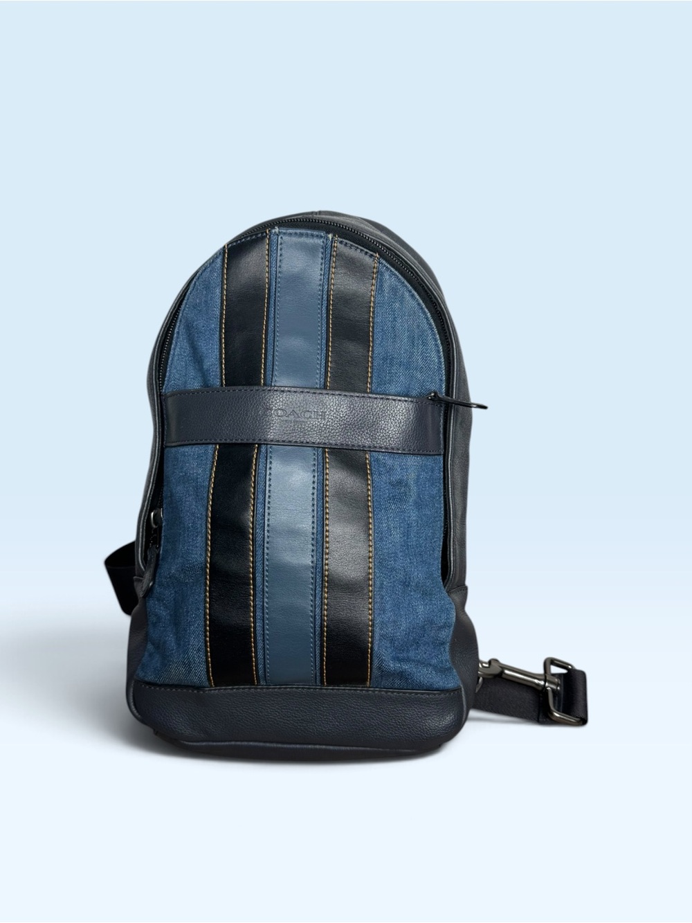 Coach Varsity Denim Leather Sling Bag